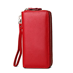 Bolso Cartera Protectora de Cuero Universal H21 para Huawei Enjoy 10S Rojo