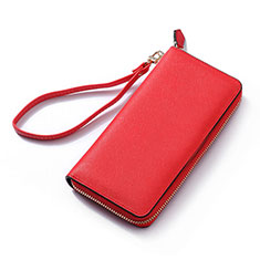 Bolso Cartera Protectora de Cuero Universal H26 para Samsung Galaxy S5 Rojo