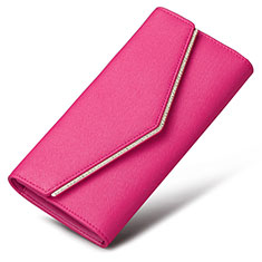 Bolso Cartera Protectora de Cuero Universal K03 para Samsung Galaxy Note 4 Rosa Roja