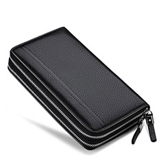 Bolso Cartera Protectora de Cuero Universal N01 para Sony Xperia 5 III SO-53B Negro