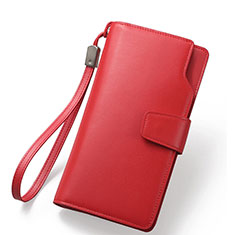 Bolso Cartera Protectora de Cuero Universal para Samsung Galaxy S5 Rojo