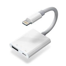Cable Adaptador Lightning a USB OTG H01 para Apple iPhone 14 Plus Blanco