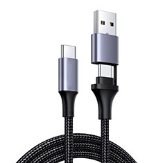 Cable Adaptador Type-C USB-C a Type-C USB-C 100W H01 para Samsung Galaxy Book S 13.3 SM-W767 Gris Oscuro