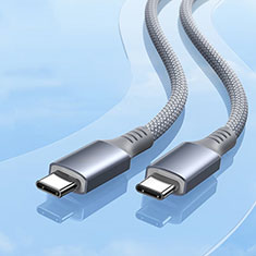 Cable Adaptador Type-C USB-C a Type-C USB-C 100W H06 para Samsung Galaxy Book S 13.3 SM-W767 Gris Oscuro