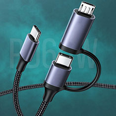 Cable Adaptador Type-C USB-C a Type-C USB-C 60W H02 para Huawei Honor MagicBook 14 Negro