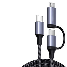 Cable Adaptador Type-C USB-C a Type-C USB-C 60W H03 para Samsung Galaxy Book S 13.3 SM-W767 Gris Oscuro