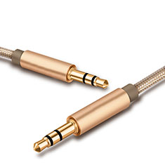 Cable Mini Jack de 3.5mm Adaptador Estereo Doble Macho Plano Audio A01 para Samsung Galaxy Book S 13.3 SM-W767 Oro
