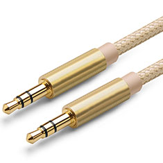 Cable Mini Jack de 3.5mm Adaptador Estereo Doble Macho Plano Audio A04 para Huawei Honor MagicBook 14 Oro