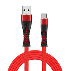Cable Type-C Android Universal T26 para Sharp Aquos R8 Pro Rojo