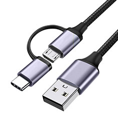 Cable Type-C y Mrico USB Android Universal T03 para Samsung Galaxy Grand Lite I9060 I9062 I9060i Negro