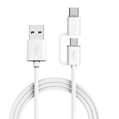 Cable Type-C y Mrico USB Android Universal T04 para Samsung Galaxy A23s Blanco