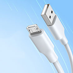Cable USB 2.0 Android Universal 2A H03 para Sharp Aquos Sense7 Blanco