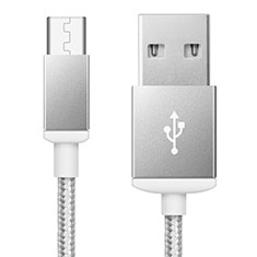 Cable USB 2.0 Android Universal A02 para Sharp Aquos R7s Plata