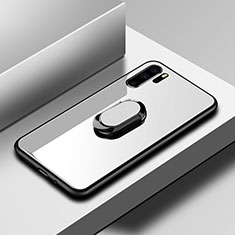 Carcasa Bumper Funda Silicona Espejo con Anillo de dedo Soporte para Huawei P30 Pro New Edition Blanco