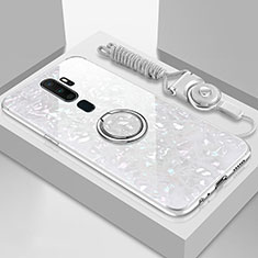 Carcasa Bumper Funda Silicona Espejo con Magnetico Anillo de dedo Soporte A01 para Oppo A11 Blanco