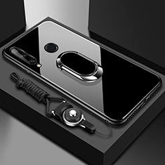 Carcasa Bumper Funda Silicona Espejo con Magnetico Anillo de dedo Soporte para Huawei Enjoy 10 Plus Negro