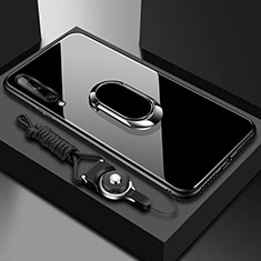 Carcasa Bumper Funda Silicona Espejo con Magnetico Anillo de dedo Soporte para Huawei Enjoy 10S Negro