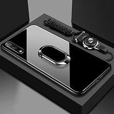 Carcasa Bumper Funda Silicona Espejo con Magnetico Anillo de dedo Soporte para Huawei Honor 9X Negro