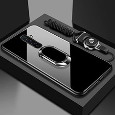 Carcasa Bumper Funda Silicona Espejo con Magnetico Anillo de dedo Soporte para Realme X2 Pro Negro
