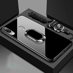 Carcasa Bumper Funda Silicona Espejo con Magnetico Anillo de dedo Soporte para Samsung Galaxy A40 Negro