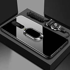 Carcasa Bumper Funda Silicona Espejo con Magnetico Anillo de dedo Soporte para Xiaomi Poco X2 Negro