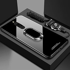 Carcasa Bumper Funda Silicona Espejo con Magnetico Anillo de dedo Soporte para Xiaomi Redmi 8 Negro