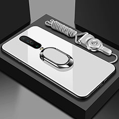 Carcasa Bumper Funda Silicona Espejo con Magnetico Anillo de dedo Soporte para Xiaomi Redmi K30i 5G Blanco