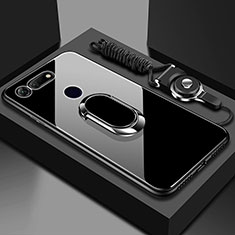 Carcasa Bumper Funda Silicona Espejo con Magnetico Anillo de dedo Soporte T01 para Huawei Honor V20 Negro