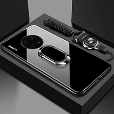 Carcasa Bumper Funda Silicona Espejo con Magnetico Anillo de dedo Soporte T01 para Huawei Mate 30 Pro 5G Negro