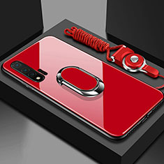 Carcasa Bumper Funda Silicona Espejo con Magnetico Anillo de dedo Soporte T01 para Huawei Nova 6 5G Rojo