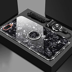Carcasa Bumper Funda Silicona Espejo con Magnetico Anillo de dedo Soporte T01 para Oppo R15X Negro