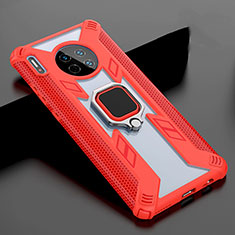 Carcasa Bumper Funda Silicona Espejo con Magnetico Anillo de dedo Soporte T02 para Huawei Mate 30E Pro 5G Rojo
