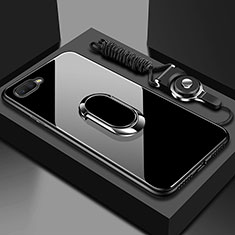 Carcasa Bumper Funda Silicona Espejo con Magnetico Anillo de dedo Soporte T02 para Oppo R15X Negro