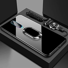 Carcasa Bumper Funda Silicona Espejo con Magnetico Anillo de dedo Soporte T02 para Oppo R17 Pro Negro