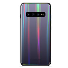 Carcasa Bumper Funda Silicona Espejo Gradiente Arco iris A02 para Samsung Galaxy S10 Plus Negro
