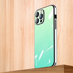 Carcasa Bumper Funda Silicona Espejo Gradiente Arco iris AT1 para Apple iPhone 13 Pro Menta Verde