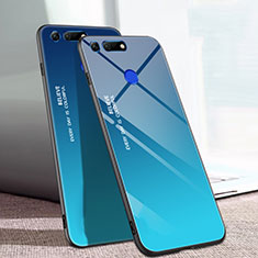 Carcasa Bumper Funda Silicona Espejo Gradiente Arco iris H01 para Huawei Honor V20 Azul