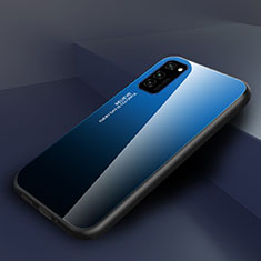 Carcasa Bumper Funda Silicona Espejo Gradiente Arco iris H01 para Huawei Honor View 30 Pro 5G Azul