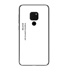 Carcasa Bumper Funda Silicona Espejo Gradiente Arco iris H01 para Huawei Mate 20 X 5G Blanco