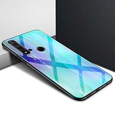 Carcasa Bumper Funda Silicona Espejo Gradiente Arco iris H01 para Huawei Nova 5i Cian