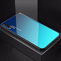 Carcasa Bumper Funda Silicona Espejo Gradiente Arco iris H01 para Huawei Nova 5T Azul