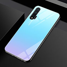 Carcasa Bumper Funda Silicona Espejo Gradiente Arco iris H01 para Huawei Nova 6 Azul Cielo