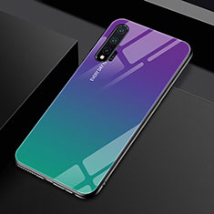 Carcasa Bumper Funda Silicona Espejo Gradiente Arco iris H01 para Huawei Nova 6 Morado
