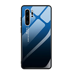 Carcasa Bumper Funda Silicona Espejo Gradiente Arco iris H01 para Huawei P30 Pro New Edition Azul