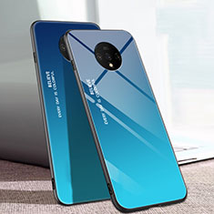 Carcasa Bumper Funda Silicona Espejo Gradiente Arco iris H01 para OnePlus 7T Azul