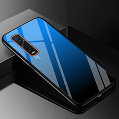 Carcasa Bumper Funda Silicona Espejo Gradiente Arco iris H01 para Oppo Find X2 Pro Azul