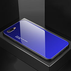 Carcasa Bumper Funda Silicona Espejo Gradiente Arco iris H01 para Oppo R17 Neo Azul