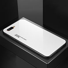 Carcasa Bumper Funda Silicona Espejo Gradiente Arco iris H01 para Oppo R17 Neo Blanco