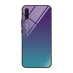Carcasa Bumper Funda Silicona Espejo Gradiente Arco iris H01 para Samsung Galaxy A70 Morado