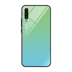 Carcasa Bumper Funda Silicona Espejo Gradiente Arco iris H01 para Samsung Galaxy A70 Verde